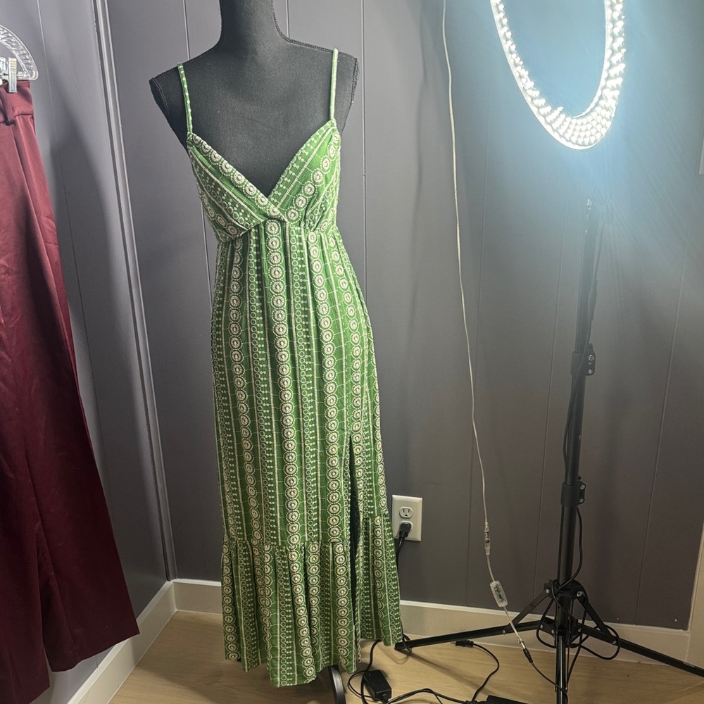Zara Green Geometric Maxi Dress